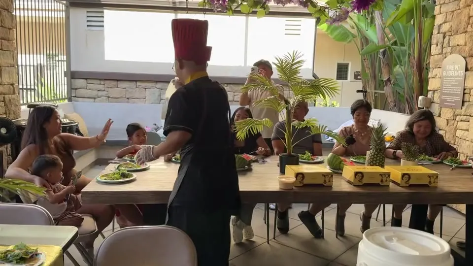 Video of a backyard hibachi party in Orange County