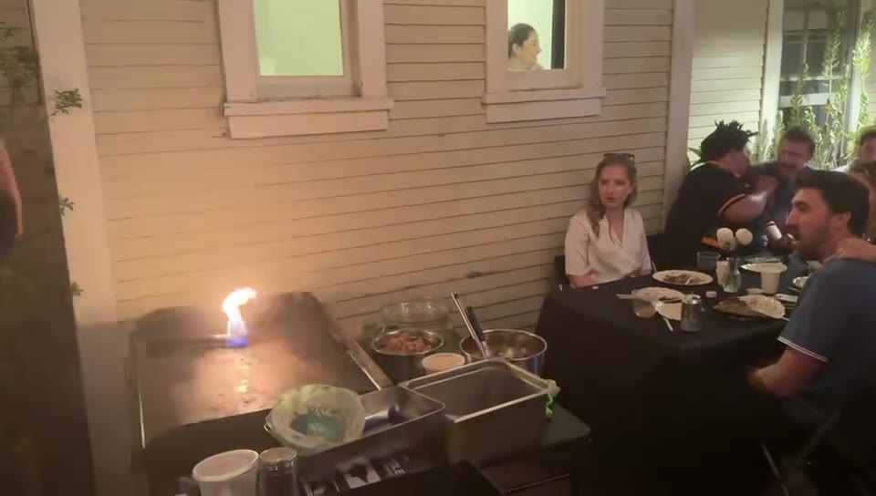 Video of a hibachi chef show at a Los Angeles private party