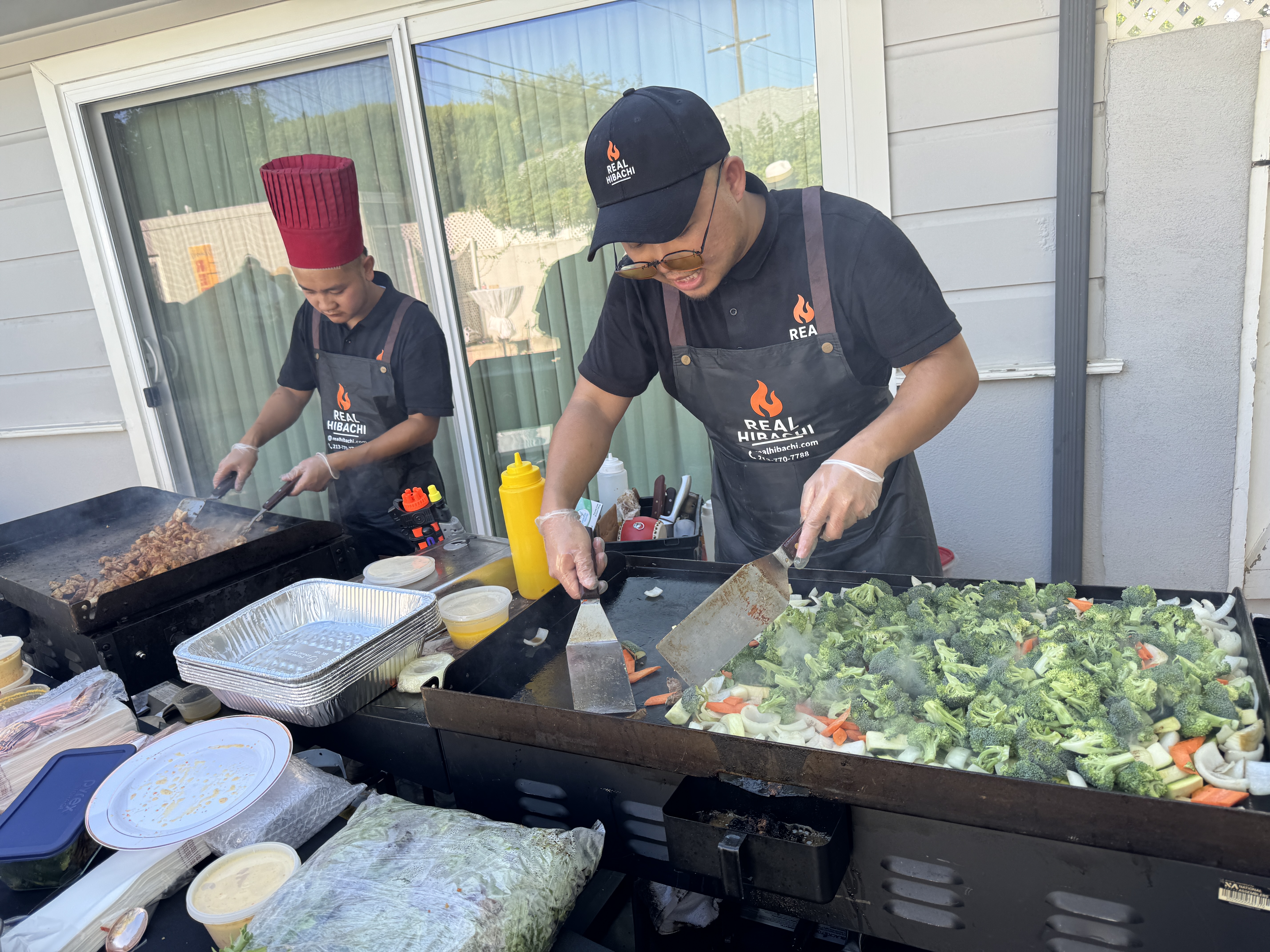 Fresh hibachi food cooked on-site for a Los Angeles party
