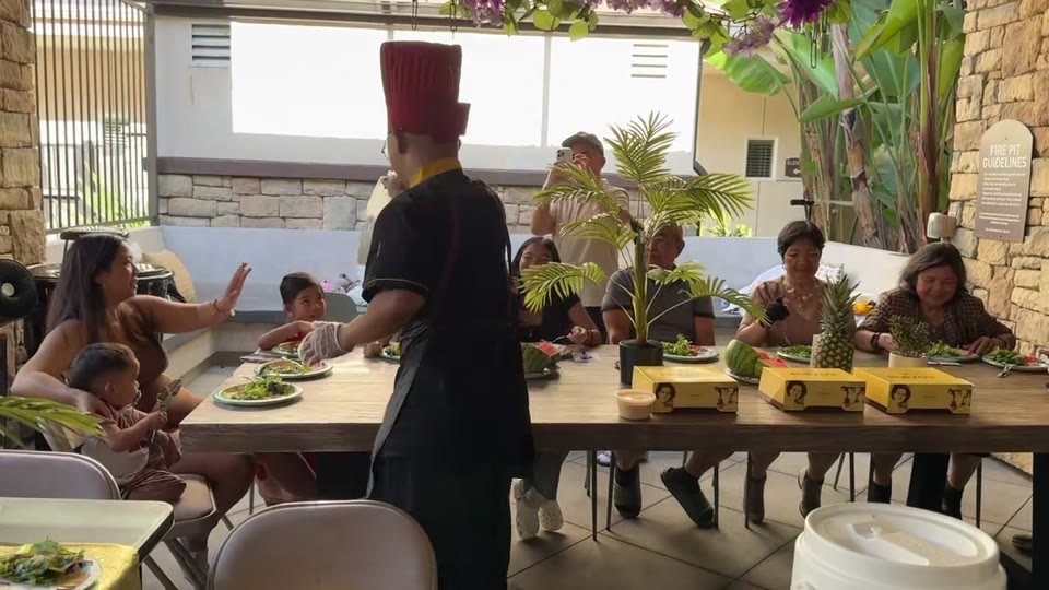 Video of a backyard hibachi party in Orange County