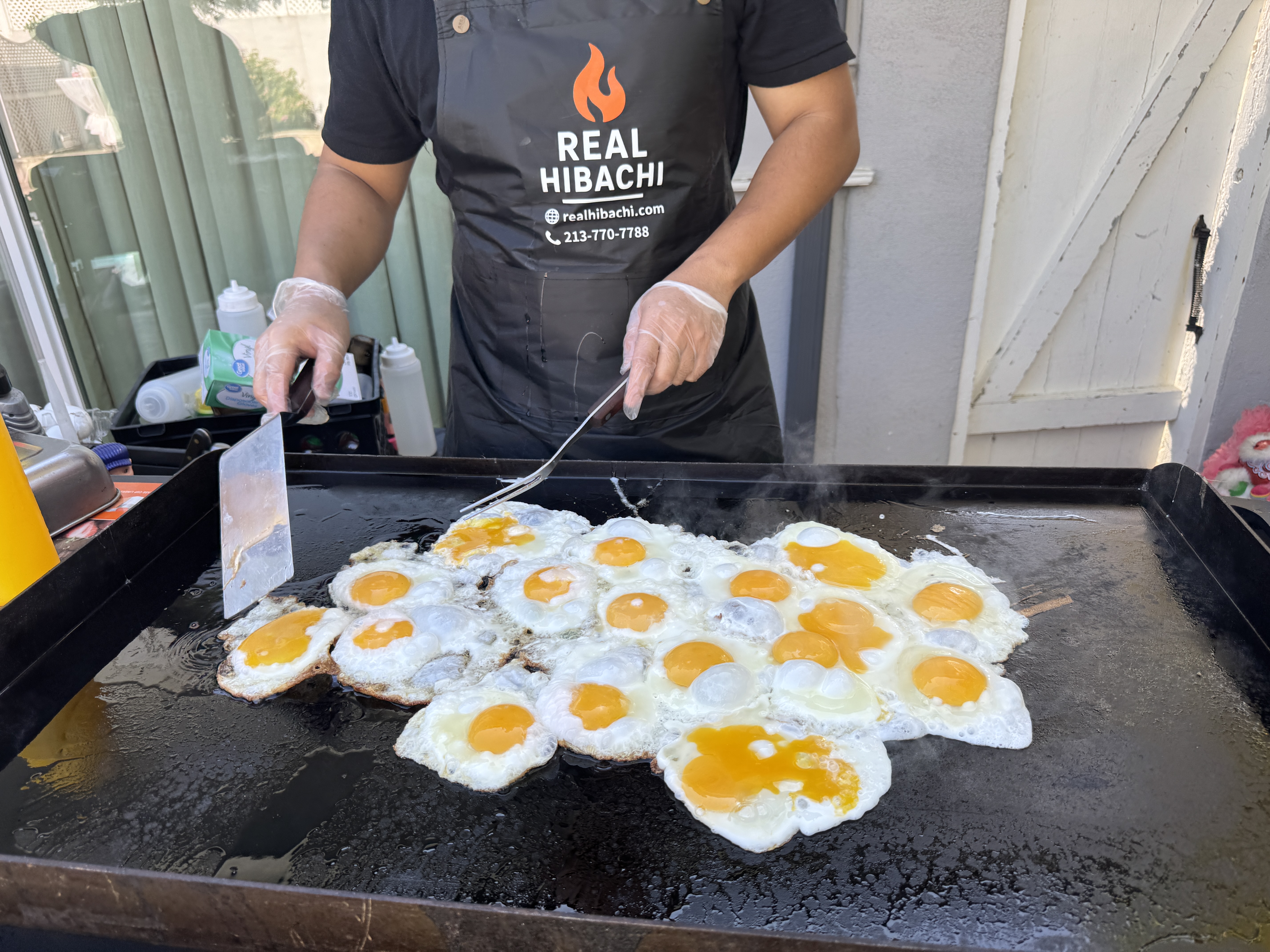 Family hibachi party at home in Orange County