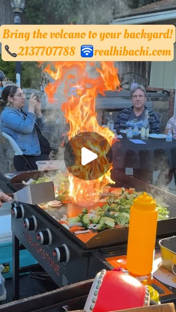Professional hibachi chef cooking at private home event